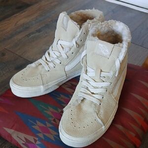 Vans Suede Off-White High-Top Sneakers with Plush Lining